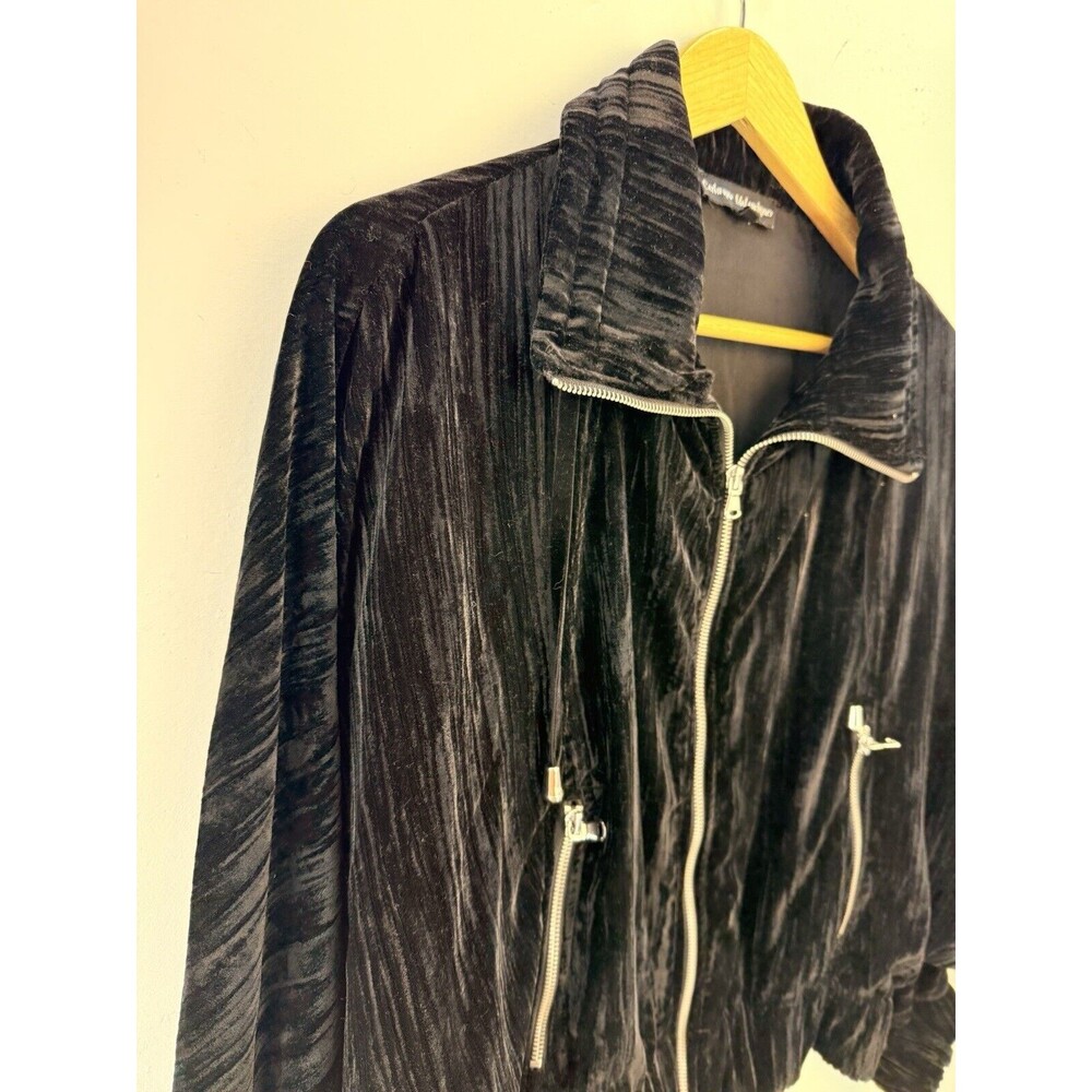 Moto Catherine Malandrino Jacket Women M Crushed Velvet  Full Zip Soft Cozy - Picture 4 of 11